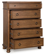 Rowlenstown Brown Five Drawer Chest - Ornate Home