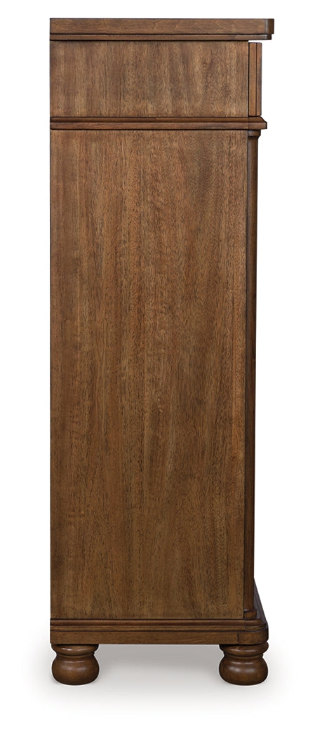 Rowlenstown Brown Five Drawer Chest - Ornate Home