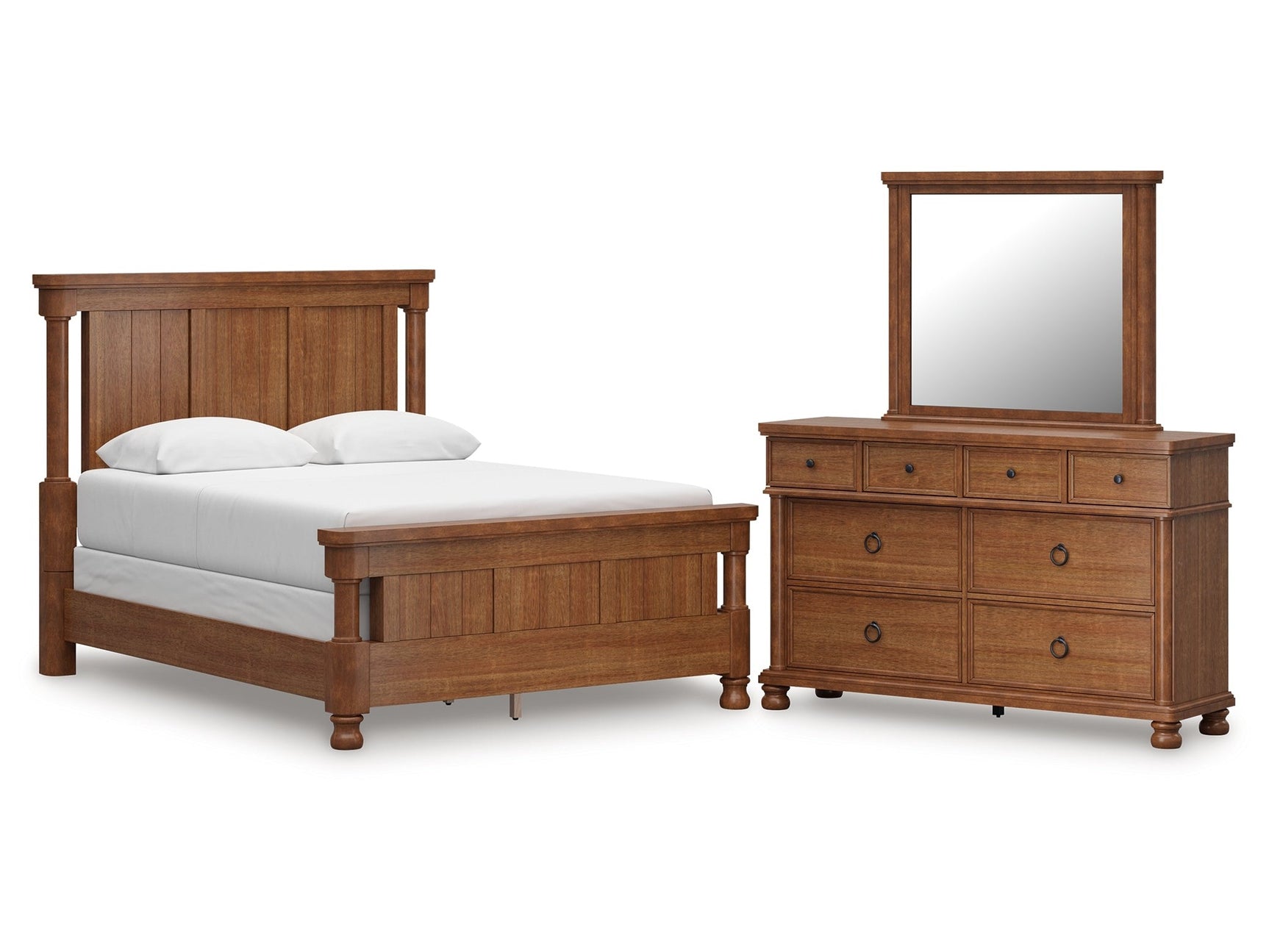 Rowlenstown Brown Queen Poster Bed, Dresser and Mirror (Online Special Price) - Ornate Home