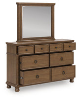 Rowlenstown Brown Queen Poster Bed, Dresser and Mirror - Ornate Home