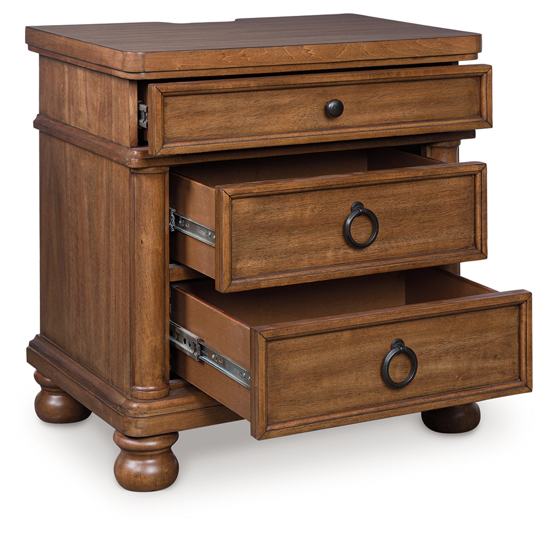 Rowlenstown Brown Three Drawer Night Stand (Online Special Price) - Ornate Home
