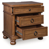 Rowlenstown Brown Three Drawer Night Stand - Ornate Home
