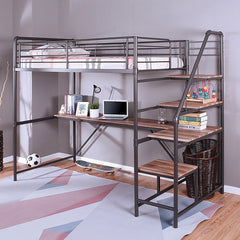 Rowley Sand Black/Natural Twin Bed/Workstation - Ornate Home