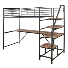Rowley Sand Black/Natural Twin Bed/Workstation - Ornate Home
