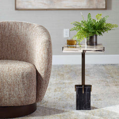 Rowman Gold/Woodtone Petrified Wood Accent Table - Ornate Home