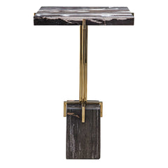Rowman Gold/Woodtone Petrified Wood Accent Table - Ornate Home