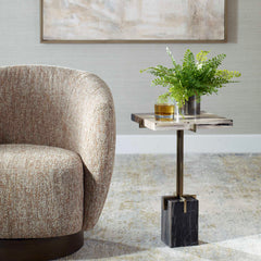 Rowman Gold/Woodtone Petrified Wood Accent Table - Ornate Home