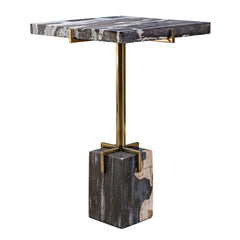 Rowman Gold/Woodtone Petrified Wood Accent Table - Ornate Home