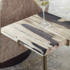 Rowman Gold/Woodtone Petrified Wood Accent Table - Ornate Home