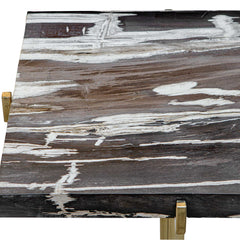 Rowman Gold/Woodtone Petrified Wood Accent Table - Ornate Home