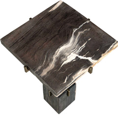 Rowman Gold/Woodtone Petrified Wood Accent Table - Ornate Home