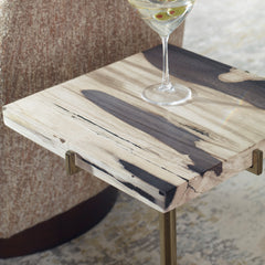 Rowman Gold/Woodtone Petrified Wood Accent Table - Ornate Home