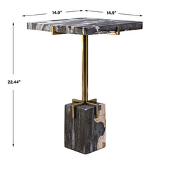Rowman Gold/Woodtone Petrified Wood Accent Table - Ornate Home
