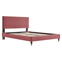 Roxanne Dusty Rose Performance Velvet Queen Platform Bed - Ornate Home