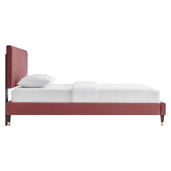 Roxanne Dusty Rose Performance Velvet Queen Platform Bed - Ornate Home