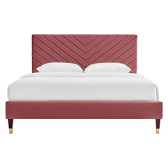 Roxanne Dusty Rose Performance Velvet Queen Platform Bed - Ornate Home