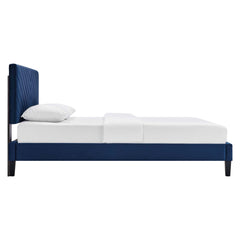 Roxanne Navy Performance Velvet Full Platform Bed - Ornate Home
