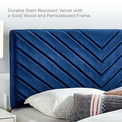 Roxanne Navy Performance Velvet Full Platform Bed - Ornate Home