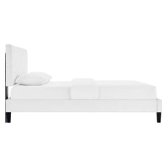 Roxanne White Performance Velvet King Platform Bed - Ornate Home