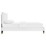 Roxanne White Performance Velvet Queen Platform Bed - Ornate Home