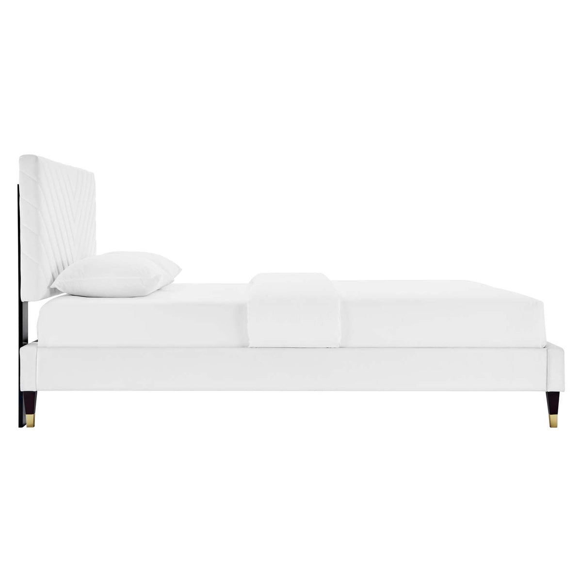 Roxanne White Performance Velvet Queen Platform Bed - Ornate Home