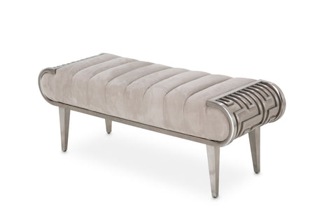 Roxbury Park Stainless Steel/Cement Tufted Bench - Ornate Home