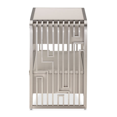 Roxbury Park Stainless Steel Metal Nightstand - Ornate Home