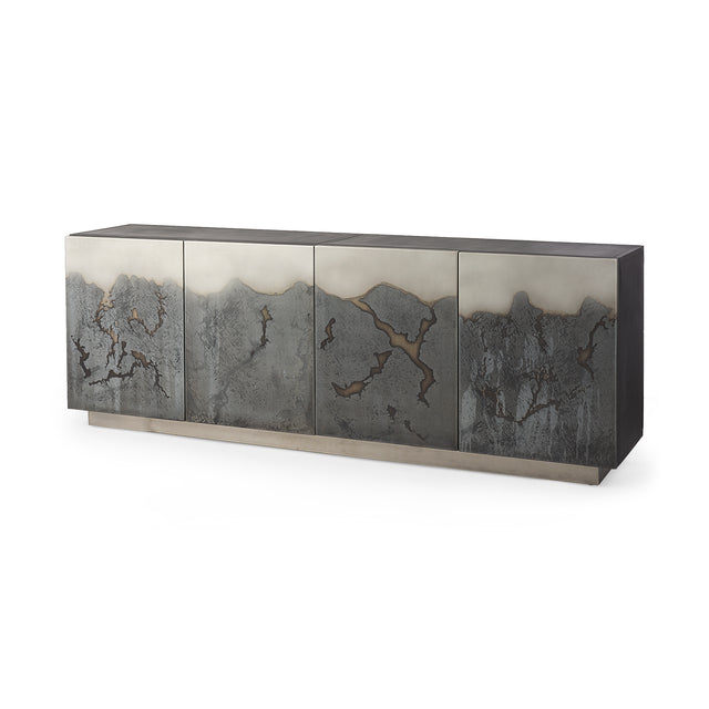 Roxdale Black/Gray Acid Wash Metal Sideboard - Ornate Home