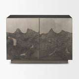 Roxdale Black/Gray Acid Washed Iron Metal Accent Cabinet - Ornate Home