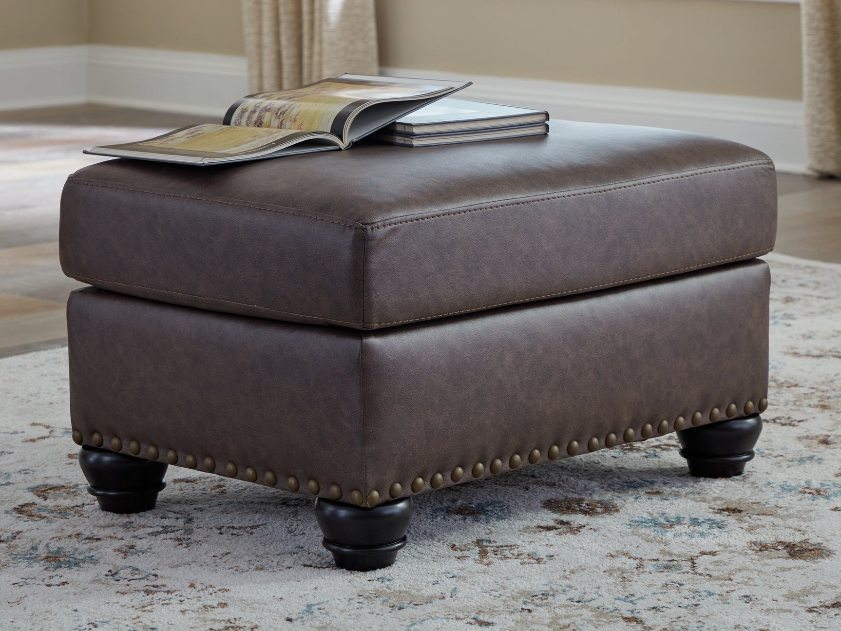 Roxmere Umber Ottoman - Ornate Home