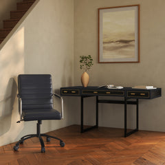 Roy Black Leather Office Chair - Ornate Home