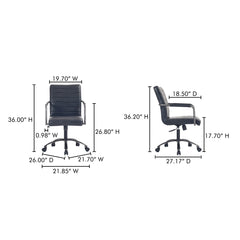 Roy Black Leather Office Chair - Ornate Home