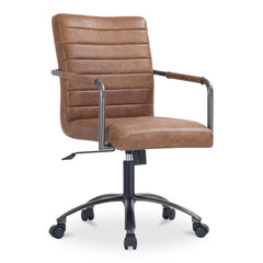 Roy  Brown Leather Office Chair - Ornate Home