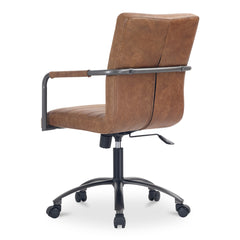 Roy  Brown Leather Office Chair - Ornate Home