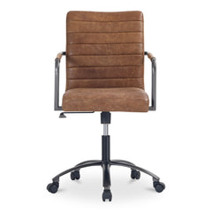 Roy  Brown Leather Office Chair - Ornate Home