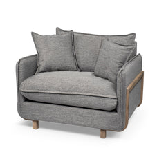 Roy Castlerock Gray/Brown Upholstered and Wood Frame Arm Chair - Ornate Home