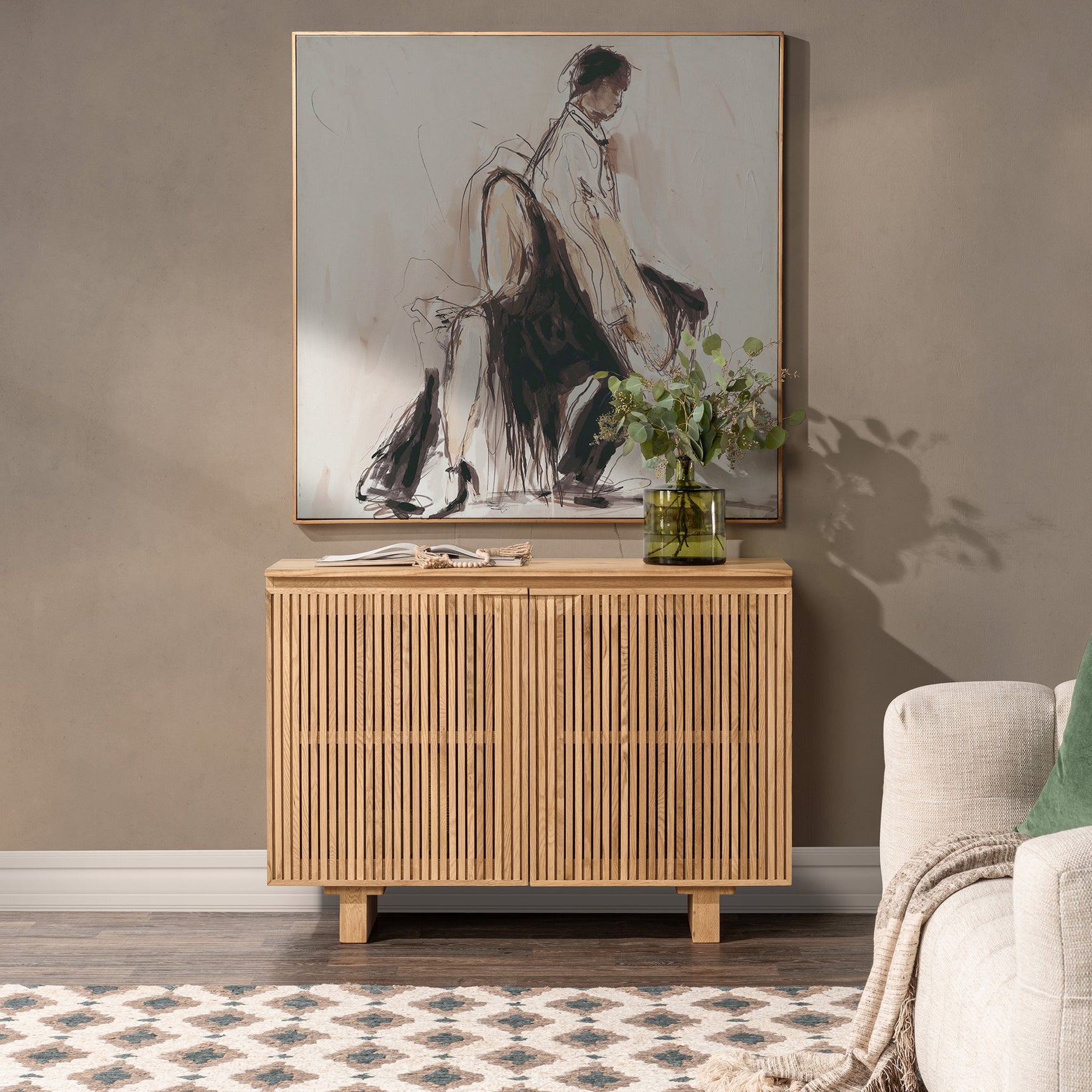 Roya Natural 2 Door Cabinet - Ornate Home