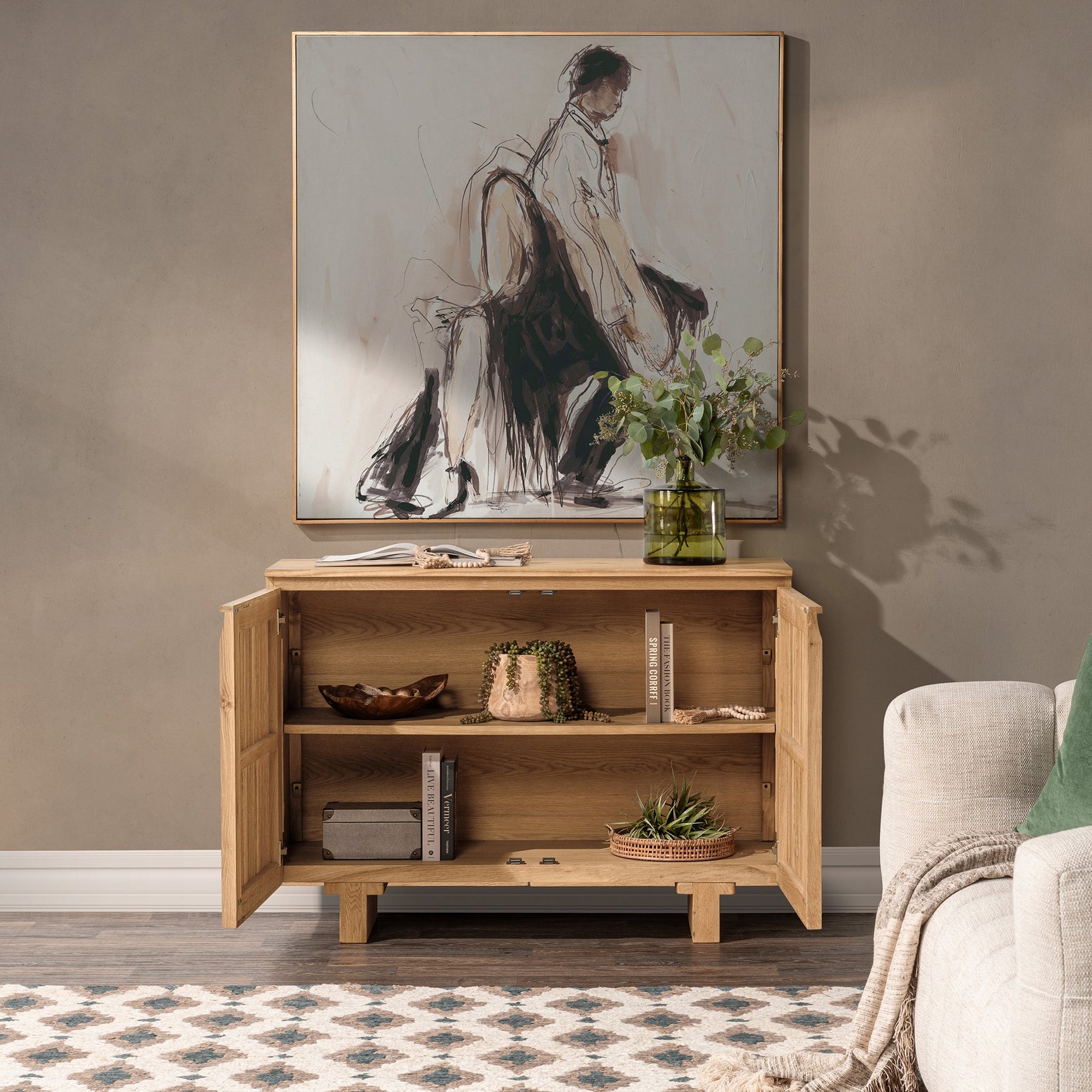 Roya Natural 2 Door Cabinet - Ornate Home