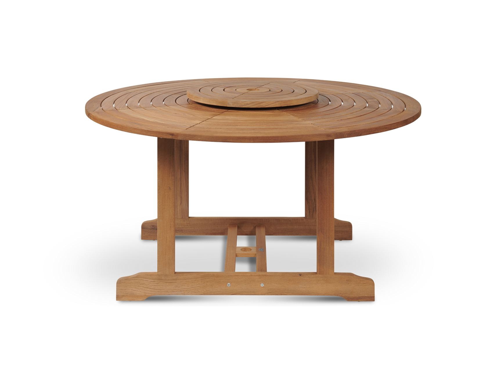 Royal 5-Piece Round Teak Wood Outdoor Dining Set with Lazy Susan and Stacking Armchairs - Ornate Home