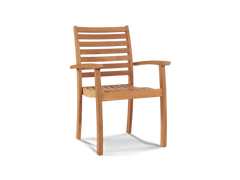 Royal 5-Piece Round Teak Wood Outdoor Dining Set with Lazy Susan and Stacking Armchairs - Ornate Home