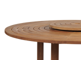 Royal 59-inch Round Teak Outdoor Dining Table with Lazy Susan and Umbrella Hole - Ornate Home