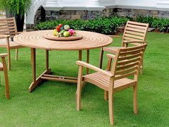 Royal 59-inch Round Teak Outdoor Dining Table with Lazy Susan and Umbrella Hole - Ornate Home