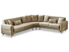 Royal Beige Convertible Sectional Sofa - Ornate Home