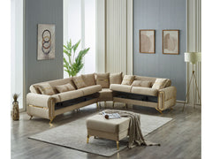 Royal Beige Convertible Sectional Sofa - Ornate Home