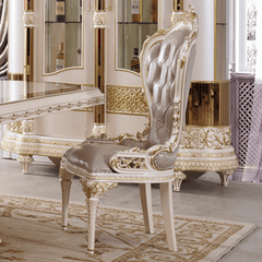Royal Crest Pearl/Gold Chair / HD-CH9022 - Ornate Home