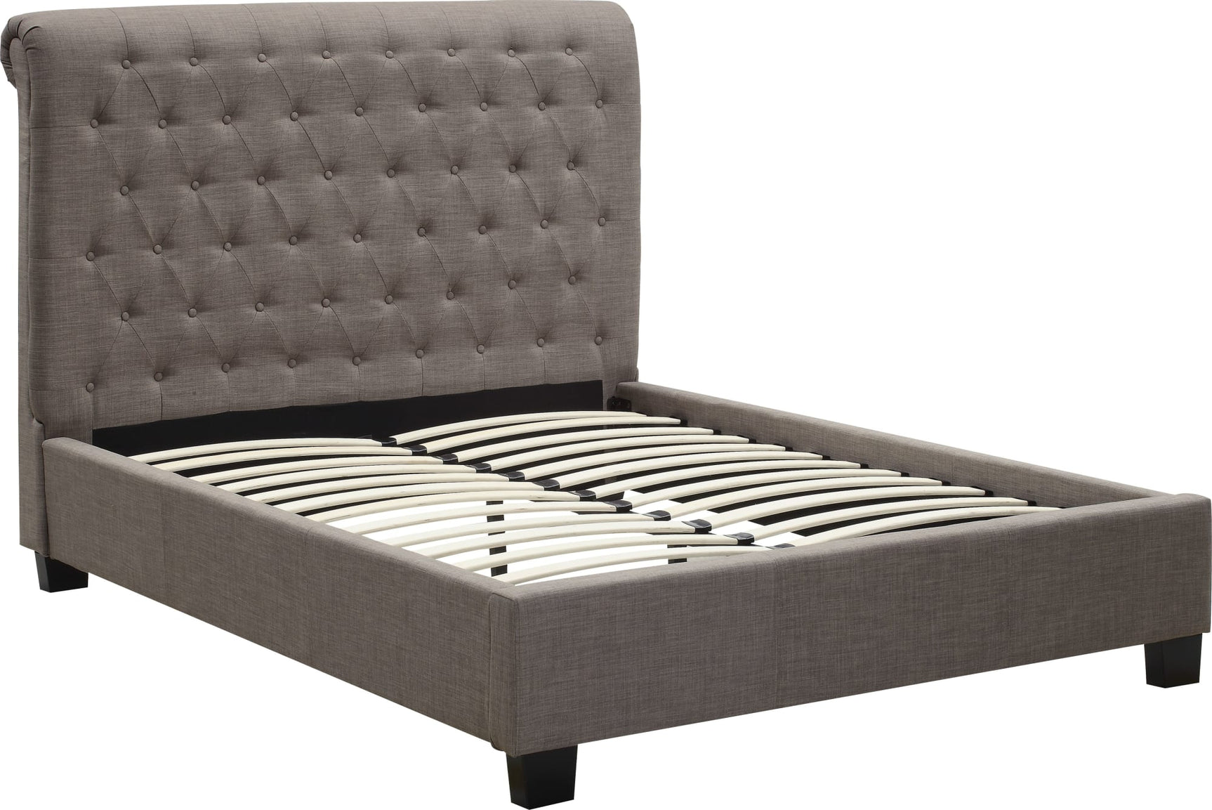 Royal Dolphin Linen Queen Tufted Platform Bed - Ornate Home