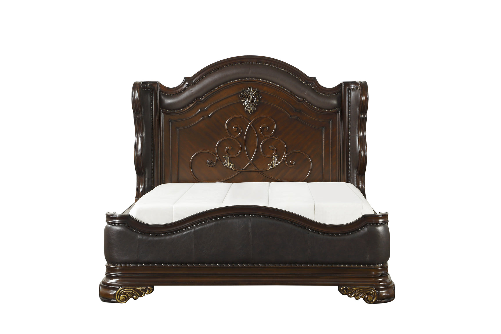 Royal Highlands Dark Cherry 4-piece Queen Bedroom Set - Ornate Home