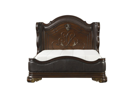 Royal Highlands Dark Cherry/Brown 5-Piece Queen Bedroom Set - Ornate Home