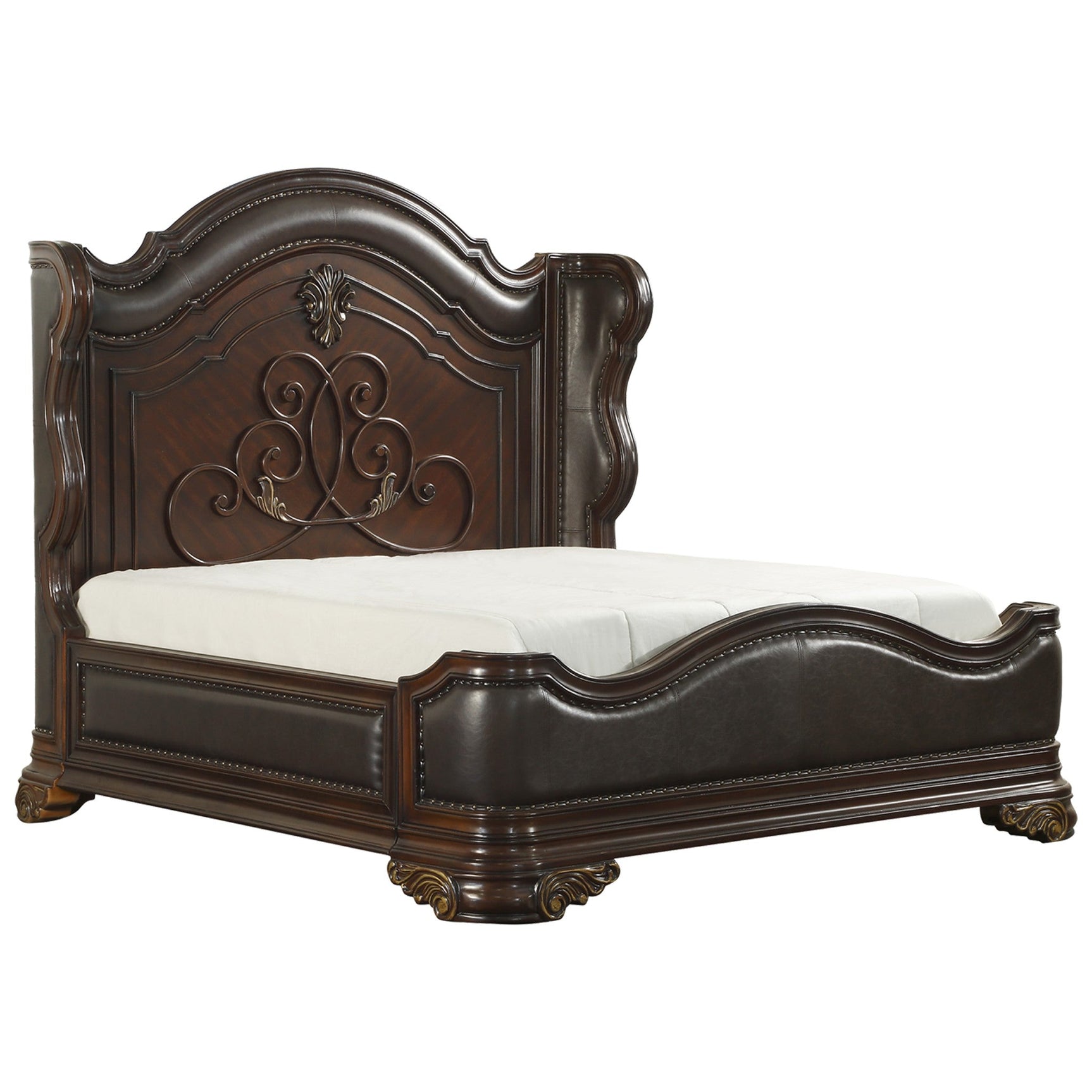 Royal Highlands  Dark Cherry Queen Bed - Ornate Home