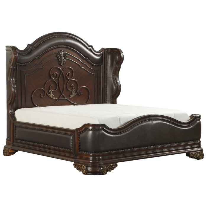 Royal Highlands  Dark Cherry Queen Bed - Ornate Home